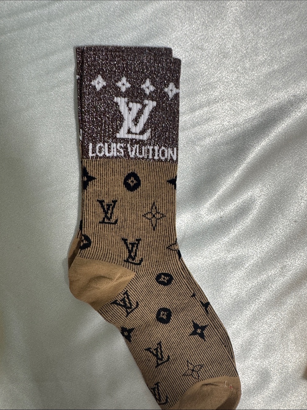 Louis Vuitton Brown and Tan Monogram Crew Socks🔥New! Unisex! - Picture 2 of 3